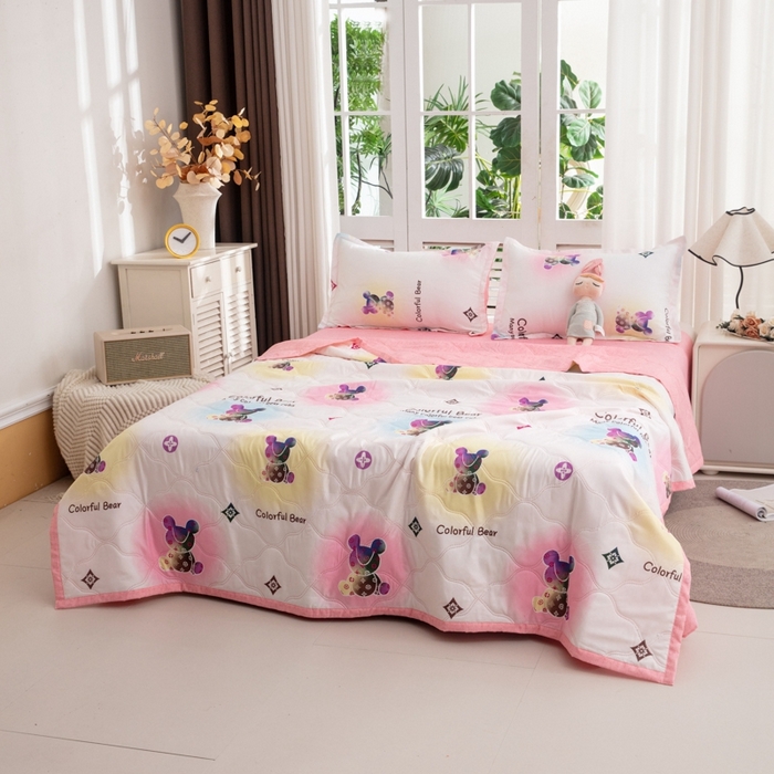 91家纺网 家纺一手货源 找家纺 乐居坊2025新款亲肤舒适印花芦荟棉夏凉被四件套 疯狂世界