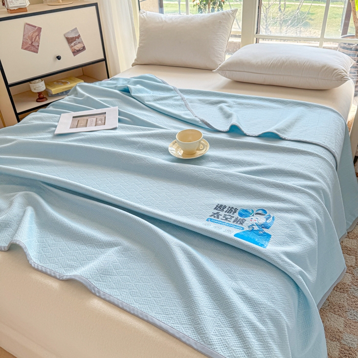 91家纺网 家纺一手货源 找家纺 阿牛席业 2025春夏新款双面云母夏被夏凉被空调被 太空-冰河蓝