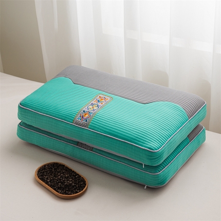 91家纺网 家纺一手货源 找家纺 （总）2025新款双拼刺绣纯荞麦枕  枕头枕芯