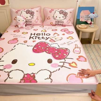  博雅新款三丽欧A类大版数码印花1200D冰丝凉席-床笠款 甜酷KT