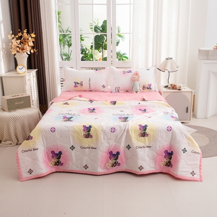 91家纺网 家纺一手货源 找家纺 乐居坊2025新款亲肤舒适印花芦荟棉夏凉被四件套 疯狂世界