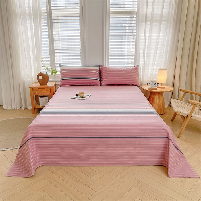 91家纺网 家纺一手货源 找家纺 美梦里 2025新款无印老粗布床单凉席席子 豆蔻粉