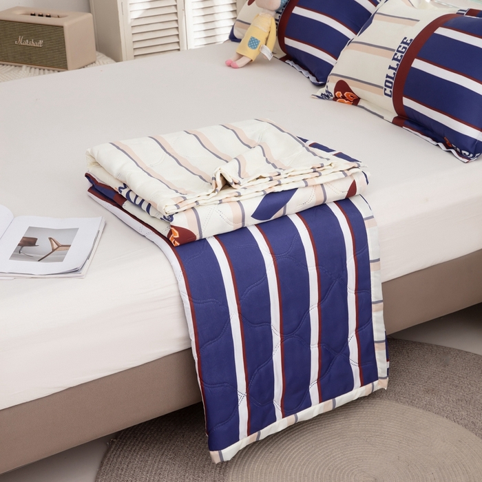 91家纺网 家纺一手货源 找家纺 乐居坊2025新款亲肤舒适印花芦荟棉夏凉被四件套 高校风云