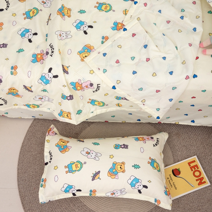 91家纺网 家纺一手货源 找家纺 乐居坊2025新款亲肤舒适印花芦荟棉夏凉被四件套 动物狂欢