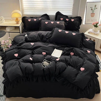 91家纺网 家纺一手货源 找家纺 （总）艺玲家纺 2025新款赫本风系列法式花边水洗棉四件套