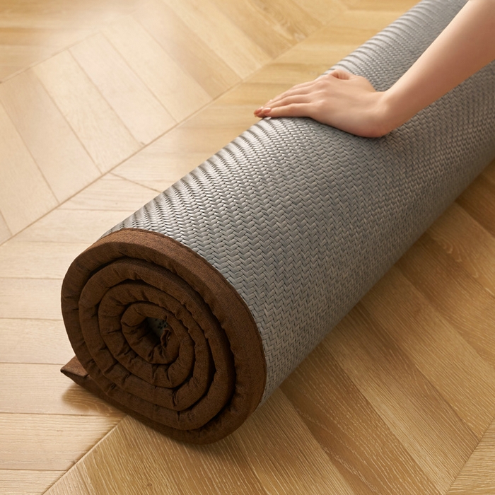 91家纺网 家纺一手货源 找家纺 锦丝钰床垫  2025新款高端Pe冷感藤席地铺垫 Pe青灰