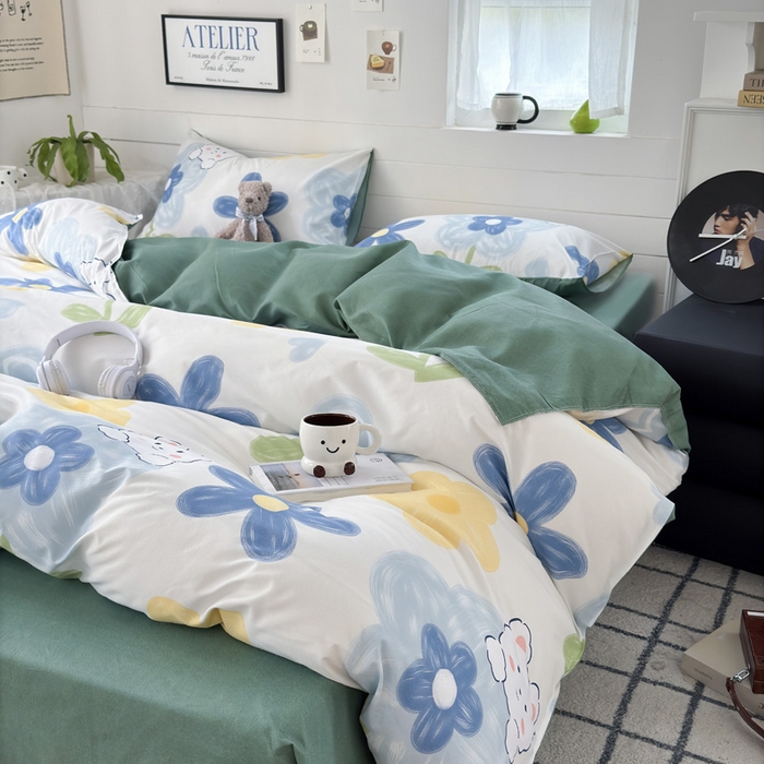 91家纺网 家纺一手货源 找家纺 可可家纺 2025新款印花卡通芦荟棉四件套亲肤床单被套三件套 宠物园地