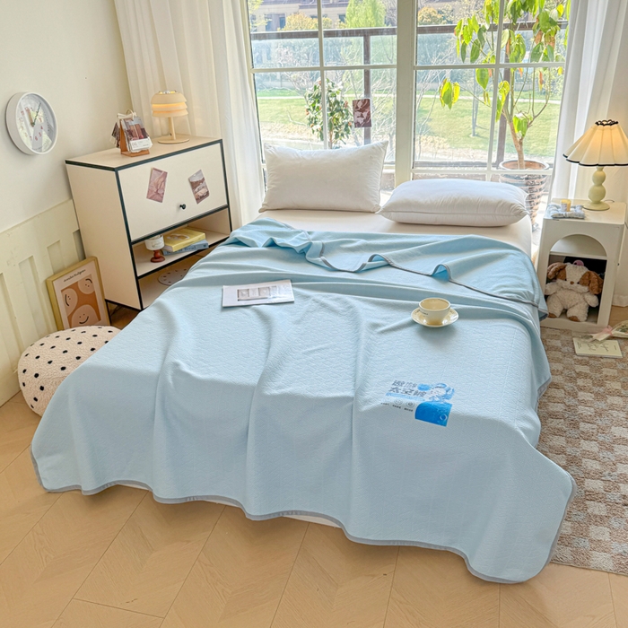 91家纺网 家纺一手货源 找家纺 阿牛席业 2025春夏新款双面云母夏被夏凉被空调被 太空-冰河蓝