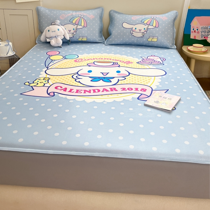 91家纺网 家纺一手货源 找家纺  博雅新款三丽欧A类大版数码印花1200D冰丝凉席-床笠款 欢乐玉桂狗