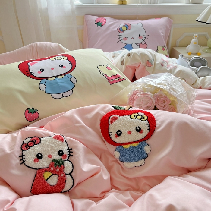 91家纺网 家纺一手货源 找家纺 一霖家纺 2025新款高克重云朵棉数码印花＋毛巾绣四件套