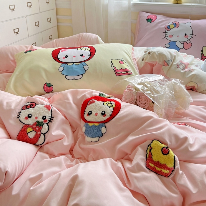 91家纺网 家纺一手货源 找家纺 一霖家纺 2025新款高克重云朵棉数码印花＋毛巾绣四件套