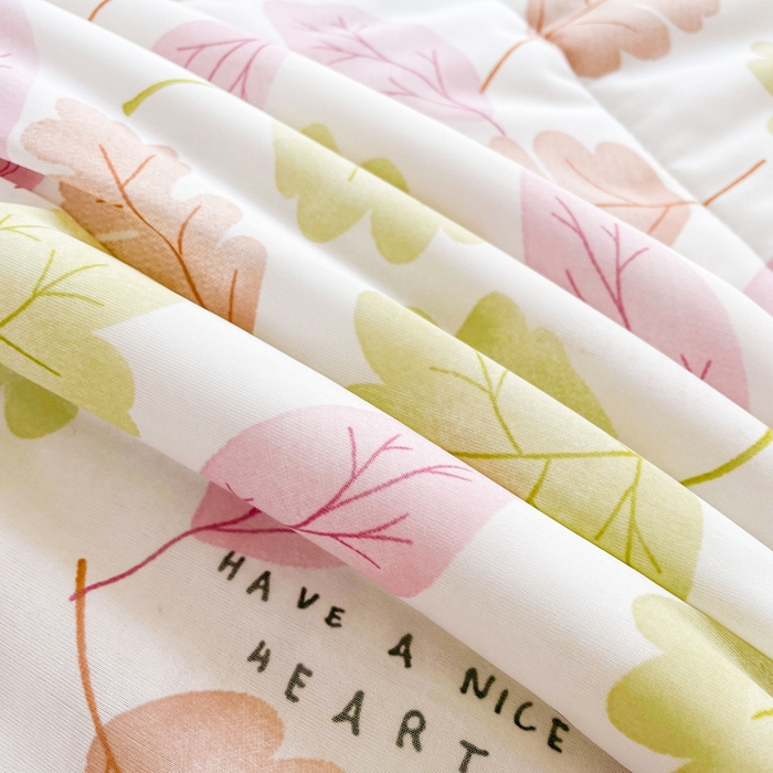 91家纺网 家纺一手货源 找家纺 好梦来家纺（原锦茂家纺） 2025新款印花凉感丝抗菌夏被 叶叶相伴