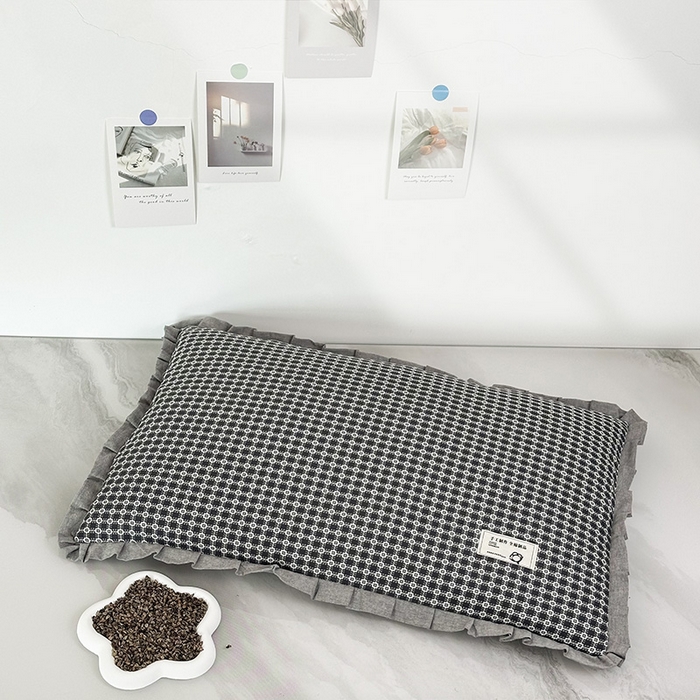 91家纺网 家纺一手货源 找家纺 芯洲 2025年新款全棉双层纱荞麦克枕头枕芯 波点格-蓝