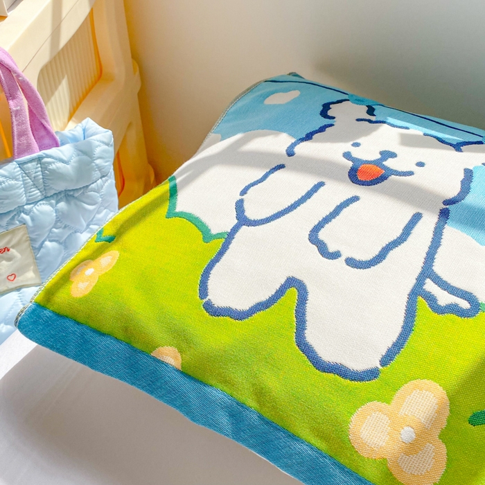 91家纺网 家纺一手货源 找家纺 美宜家 2025新款40*60儿童纯棉A类纱布枕巾乳胶专用高档枕巾 旺旺狗 一只