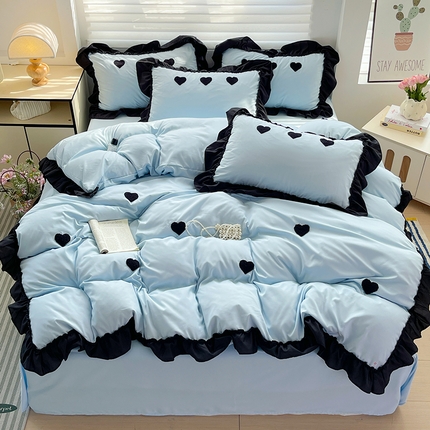 91家纺网 家纺一手货源 找家纺 （总）艺玲家纺 2025新款赫本风系列法式花边水洗棉四件套