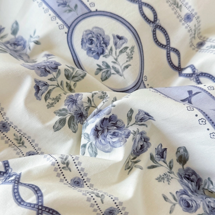 91家纺网 家纺一手货源 找家纺 添越 2024小清新韩版蕾丝花边纯棉夹棉床盖三件套全棉静若幽兰