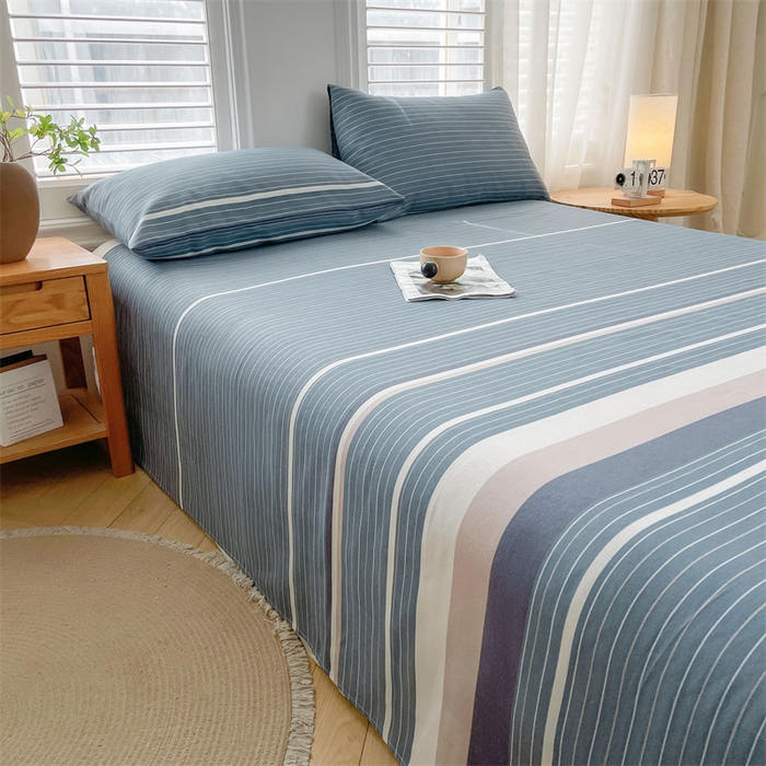 91家纺网 家纺一手货源 找家纺 美梦里 2025新款无印老粗布床单凉席席子 豆蔻蓝