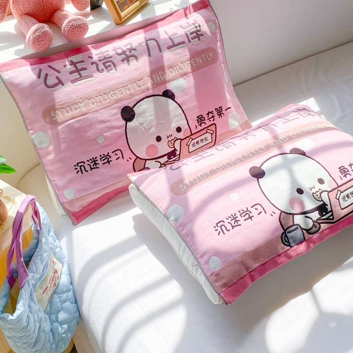 91家纺网 家纺一手货源 找家纺 美宜家 2025新款40*60儿童纯棉A类纱布枕巾乳胶专用高档枕巾 优秀 一对