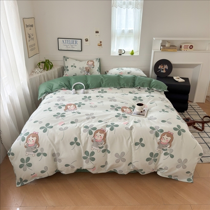 91家纺网 家纺一手货源 找家纺 （总）可可家纺 2025新款印花卡通芦荟棉四件套亲肤床单被套三件套