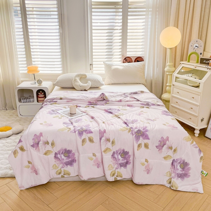 91家纺网 家纺一手货源 找家纺 好梦来家纺（原锦茂家纺） 2025新款印花凉感丝抗菌夏被 盛夏