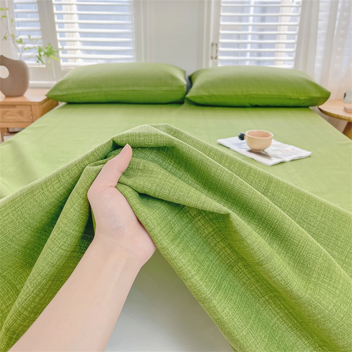 91家纺网 家纺一手货源 找家纺 美梦里 2025新款无印老粗布床单凉席席子 千草绿