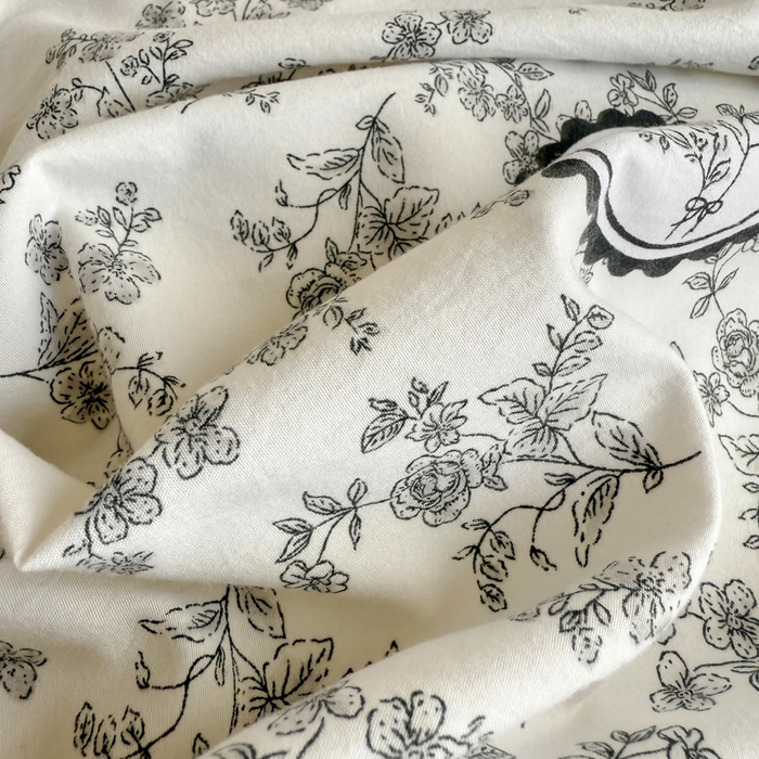 91家纺网 家纺一手货源 找家纺 绣女坊 2025新款时尚印花水洗棉被套款床盖四件套-赫本风 赫本风-花艺