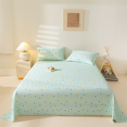 91家纺网 家纺一手货源 找家纺 2025新款云感皱皱纱印花床单 春日