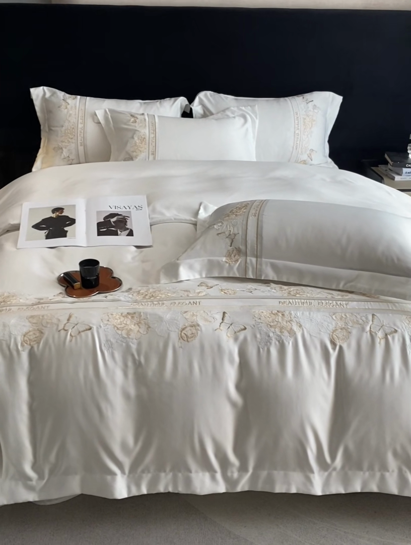 91家纺网 家纺一手货源 找家纺 （总）优悦 2025新款冰丝简奢绣花四件套