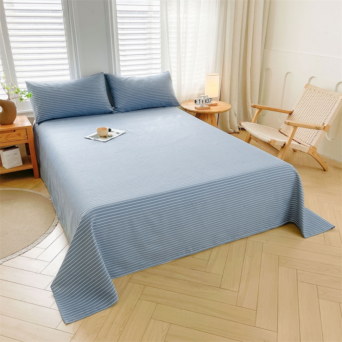 91家纺网 家纺一手货源 找家纺 美梦里 2025新款无印老粗布床单凉席席子 云熙蓝