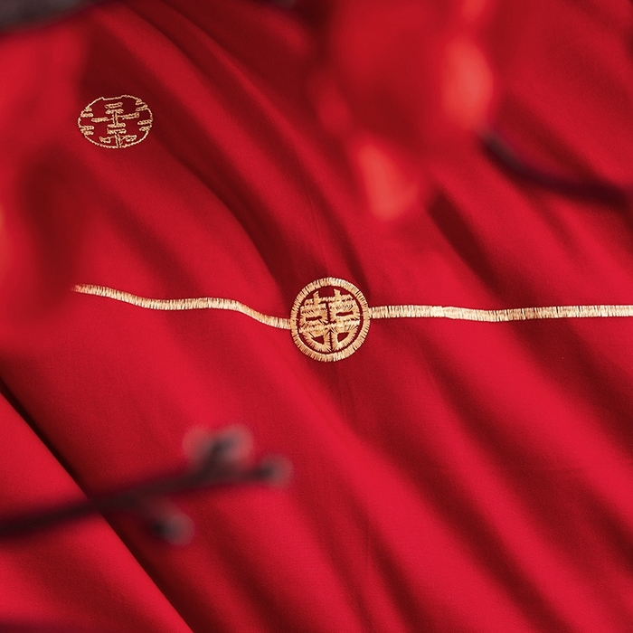 91家纺网 家纺一手货源 找家纺 晶缦家纺 2025新款喷气全棉13376婚庆绣花四件套 龙章凤姿