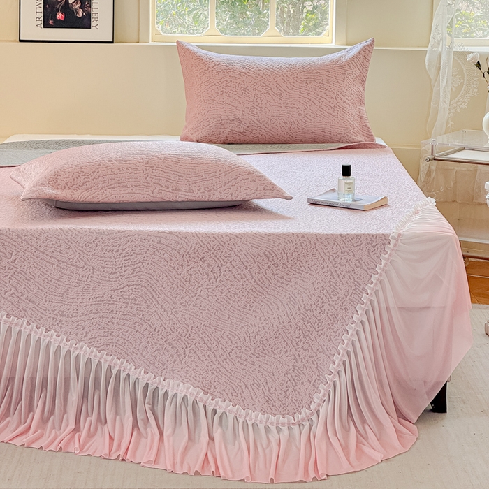 91家纺网 家纺一手货源 找家纺 棉生活家纺 2025新款高端款冰离子超软按摩凉席 豹纹-粉-床笠款