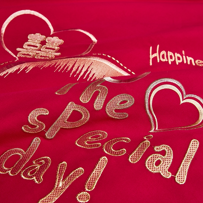 91家纺网 家纺一手货源 找家纺 晶缦家纺 2025新款喷气全棉13376婚庆绣花四件套 永结同心