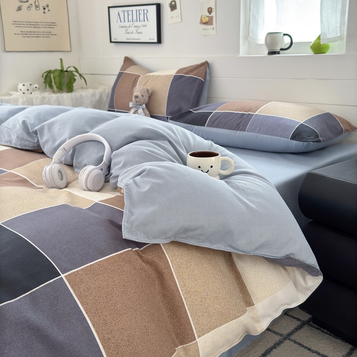 91家纺网 家纺一手货源 找家纺 可可家纺 2025新款印花卡通芦荟棉四件套亲肤床单被套三件套 绅士格调