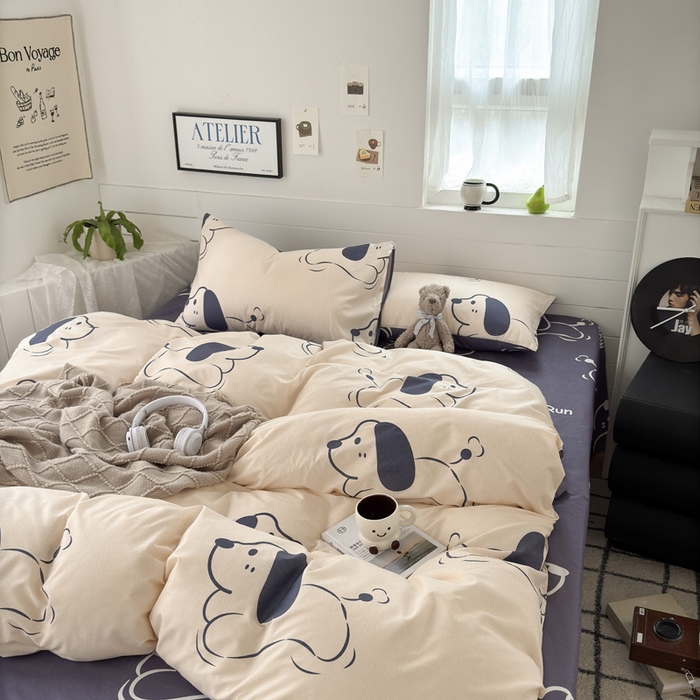 91家纺网 家纺一手货源 找家纺 （总）可可家纺 2025新款印花卡通芦荟棉四件套亲肤床单被套三件套