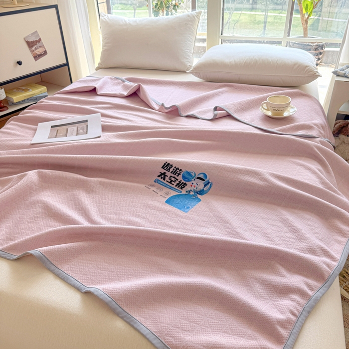 91家纺网 家纺一手货源 找家纺 阿牛席业 2025春夏新款双面云母夏被夏凉被空调被 太空-戴妃粉