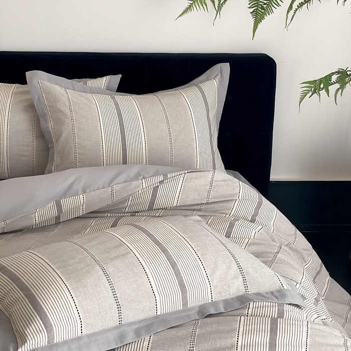 91家纺网 家纺一手货源 找家纺 旷野2025新款全棉纯棉色织空气层提花泡泡纱四件套 悉尼海岸-灰