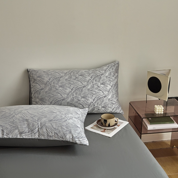 91家纺网 家纺一手货源 找家纺 琪格格纺织  2025新款色织天丝棉提花四件套 幻境-灰