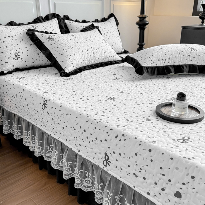 91家纺网 家纺一手货源 找家纺 绣女坊 2025新款时尚印花水洗棉被套款床盖四件套-赫本风 赫本风-蝴蝶结