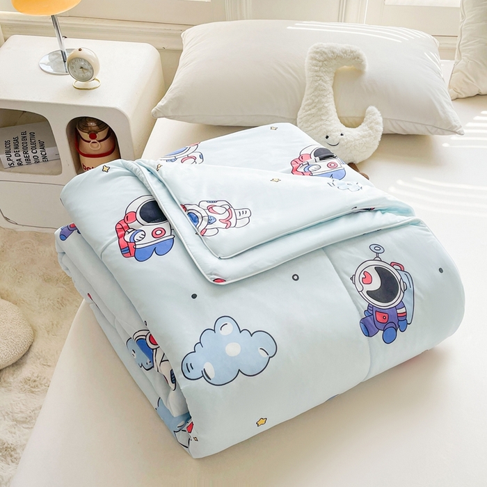 91家纺网 家纺一手货源 找家纺 好梦来家纺（原锦茂家纺） 2025新款印花凉感丝抗菌夏被 太空人