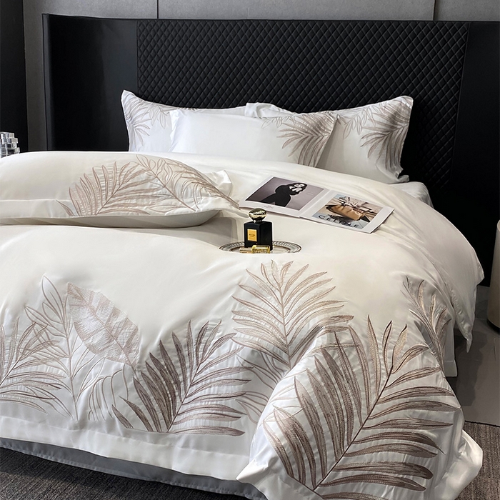 91家纺网 家纺一手货源 找家纺 （总）优悦 2025新款冰丝简奢绣花四件套