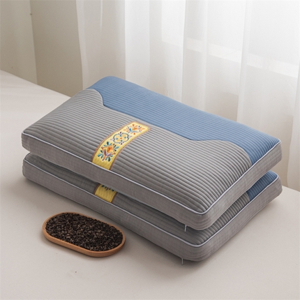 91家纺网 家纺一手货源 找家纺 （总）2025新款双拼刺绣纯荞麦枕  枕头枕芯