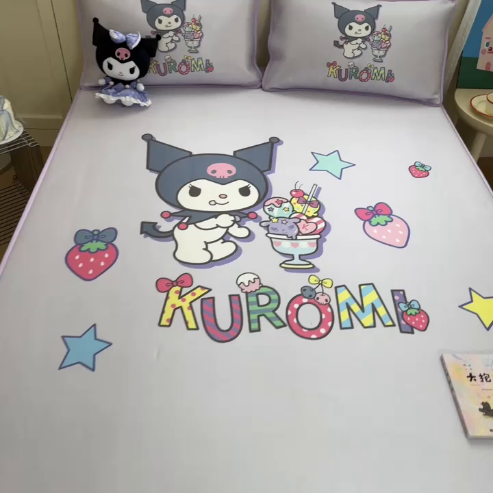 91家纺网 家纺一手货源 找家纺  博雅新款三丽欧A类大版数码印花1200D冰丝凉席-床笠款 开心库洛米