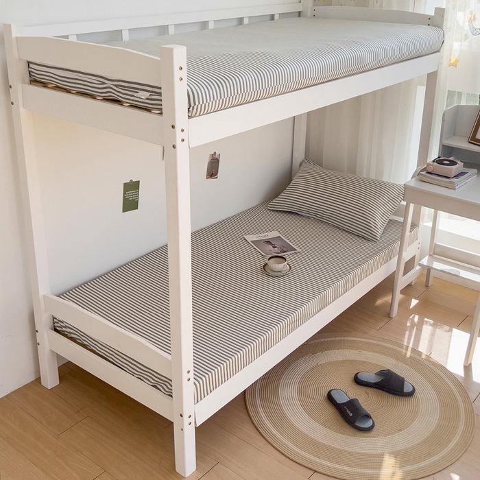 91家纺网 家纺一手货源 找家纺 宅部落 2025新款全棉学生宿舍褥子套纯棉床垫套单床笠 灰细条纹