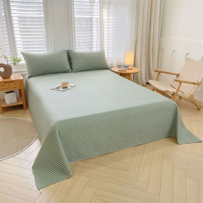 91家纺网 家纺一手货源 找家纺 美梦里 2025新款无印老粗布床单凉席席子 云熙绿