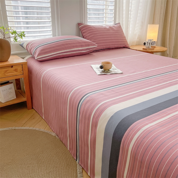 91家纺网 家纺一手货源 找家纺 美梦里 2025新款无印老粗布床单凉席席子 豆蔻粉