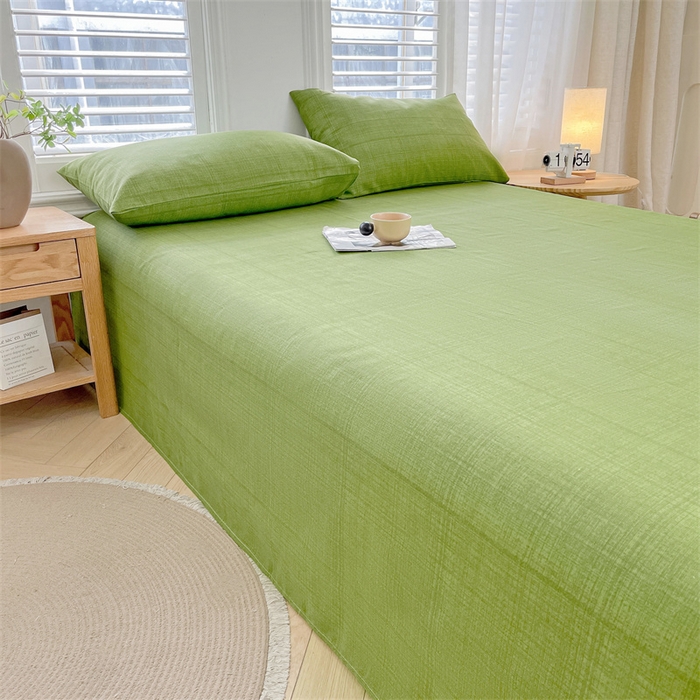 91家纺网 家纺一手货源 找家纺 美梦里 2025新款无印老粗布床单凉席席子 千草绿