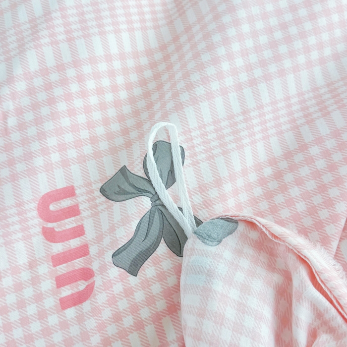 91家纺网 家纺一手货源 找家纺 添越 2024新款雪纺蕾丝款纯棉床盖四件套粉色蝴蝶结