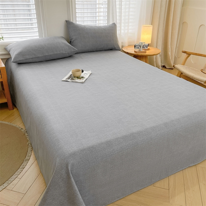 91家纺网 家纺一手货源 找家纺 美梦里 2025新款无印老粗布床单凉席席子 冰山灰