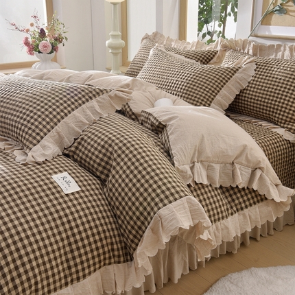 91家纺网 家纺一手货源 找家纺  （总）茉保家纺 2025新款水洗棉床盖四件套-无印