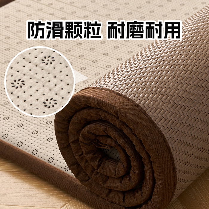 91家纺网 家纺一手货源 找家纺 锦丝钰床垫  2025新款高端Pe冷感藤席地铺垫 Pe灰咖